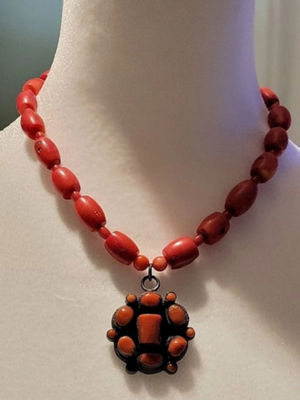 Red Statement Pendant 17" Necklace